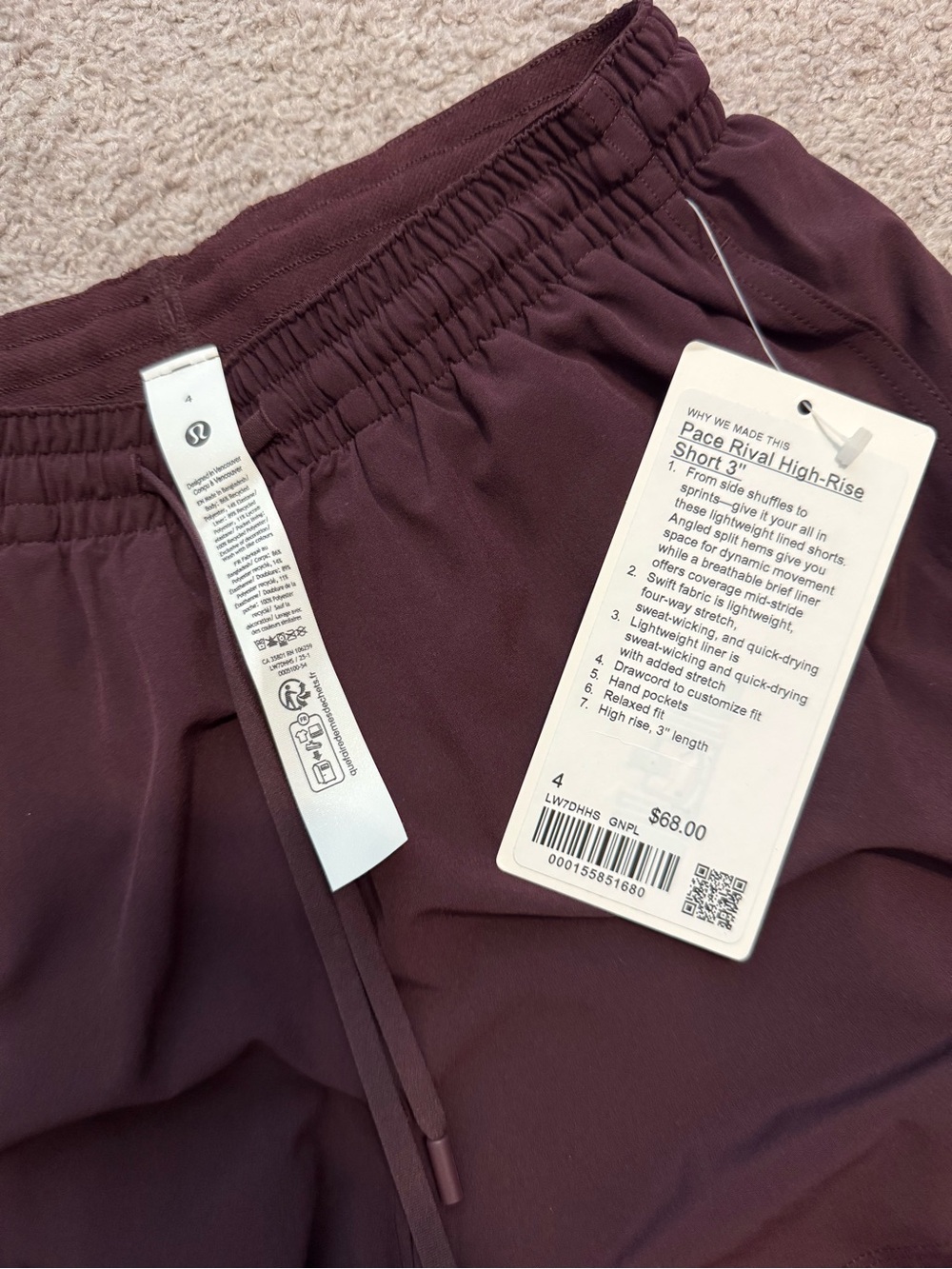 Lululemon Pace Rival High Rise Shorts 3”-Goodnight Plum-Size 4 - Picture 4 of 8